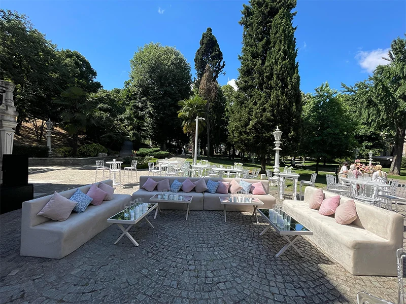 Ihlamur Kasrı nikah kokteyli organizasyonu ve lounge alanı