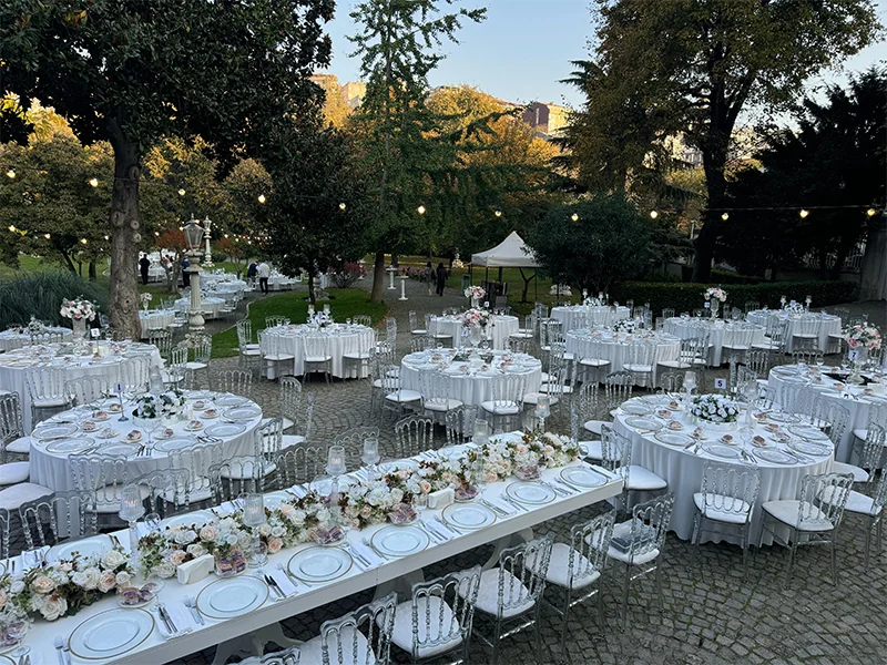 Ihlamur Kasrı yemekli düğün organizasyonu masa düzeni ve catering