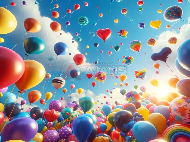 Açılış organizasyonu renkli balon konsepti