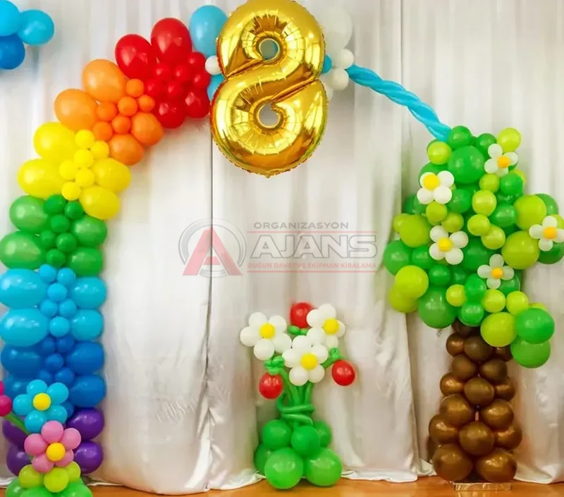 Doğum günü balon süsleme rakamlı konsept